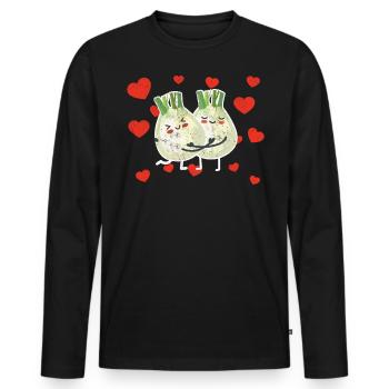 Cute Fennel Couple Hugging Fennel Fruits - Männer Premium Bio Langarmshirt - Schwarz - Vorne - Nico (187cm)