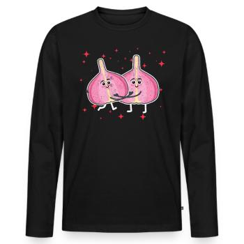 Couple d’ail mignon étreignant les amateurs d’ail - T-shirt manches longues Premium bio Homme - noir - Devant - Nico (187cm)