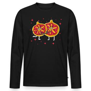 Cute Fig Couple Hugging Fig Fruits Lovers - Men's Premium Organic Long Sleeve Shirt - black - Front - Nico (187cm)