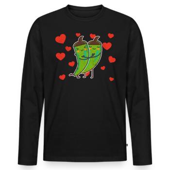 Mignon Couple De Chili Vert Étreindre Les Amateurs De Chili - T-shirt manches longues Premium bio Homme - noir - Devant - Nico (187cm)