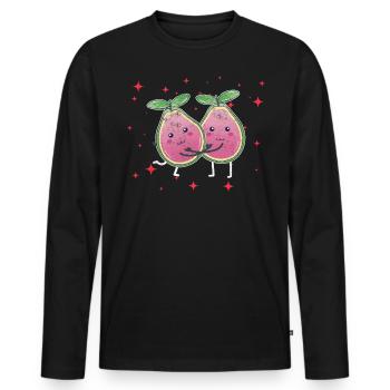 Cute Guava Couple Hugging Guava Lovers - Männer Premium Bio Langarmshirt - Schwarz - Vorne - Nico (187cm)