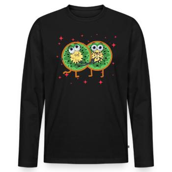 Cute Kiwi Couple Hugging Kiwi Fruit Lovers - Männer Premium Bio Langarmshirt - Schwarz - Vorne - Nico (187cm)