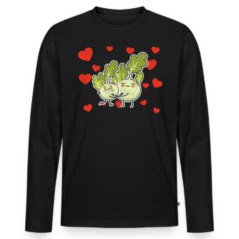 Cute Kohlrabi Couple Hugging Kohlrabi Fruit Lovers - Männer Premium Bio Langarmshirt - Schwarz - Vorne - Nico (187cm)