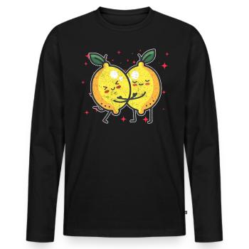 Cute Lemon Couple Hugging Lemon Fruit Lovers - Männer Premium Bio Langarmshirt - Schwarz - Vorne - Nico (187cm)