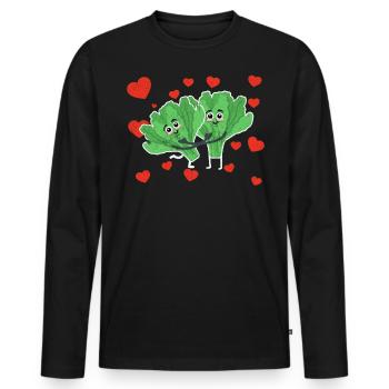 Cute Lettuce Couple Hugging Lettuce Salad Lovers - Männer Premium Bio Langarmshirt - Schwarz - Vorne - Nico (187cm)