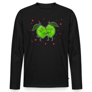 Mignon Couple De Citron Vert Étreignant Les Amateurs D’agrumes De Citron Vert - T-shirt manches longues Premium bio Homme - noir - Devant - Nico (187cm)