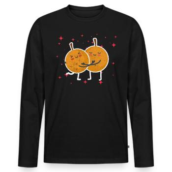 Cute Longan Couple Hugging Longan Fruit Lovers - Männer Premium Bio Langarmshirt - Schwarz - Vorne - Nico (187cm)