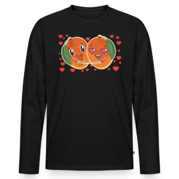 Cute Mango Couple Hugging Mango Fruit Lovers - Männer Premium Bio Langarmshirt - Schwarz - Vorne - Nico (187cm)