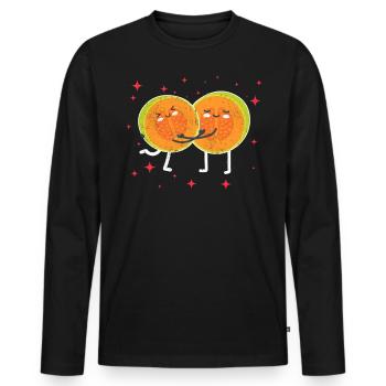 Cute Melon Cantaloupe Couple Hugging Melon Lovers - Men's Premium Organic Long Sleeve Shirt - black - Front - Nico (187cm)