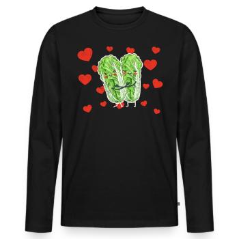 Cute Napa Cabbage Couple Hugging Fruits Lovers - Männer Premium Bio Langarmshirt - Schwarz - Vorne - Nico (187cm)
