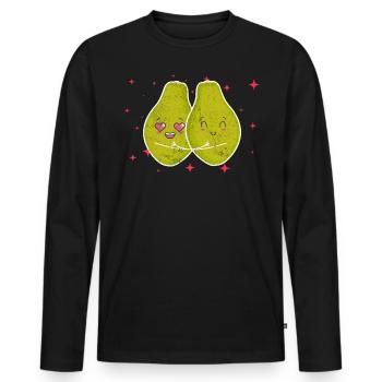 Cute Papaya Couple Hugging Papaya Fruit Lovers - Männer Premium Bio Langarmshirt - Schwarz - Vorne - Nico (187cm)