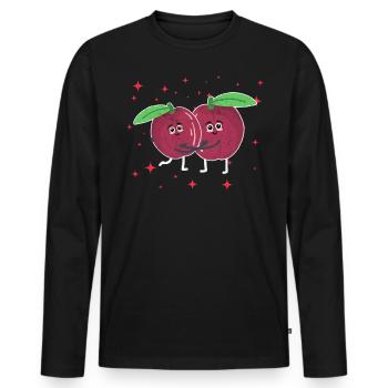 Cute Passionfruit Couple Hugging Fruit Lovers - Männer Premium Bio Langarmshirt - Schwarz - Vorne - Nico (187cm)