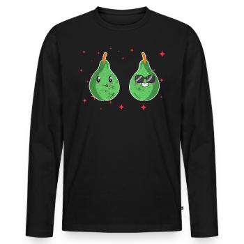 Cute Pear Couple Hugging Pear Fruit Lovers - Männer Premium Bio Langarmshirt - Schwarz - Vorne - Nico (187cm)