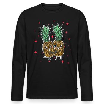 Cute Pineapple Couple Hugging Pineapple Fruit - Männer Premium Bio Langarmshirt - Schwarz - Vorne - Nico (187cm)