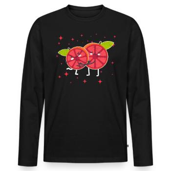 Cute Pomelo Couple Hugging Pomelo Fruit Lovers - Männer Premium Bio Langarmshirt - Schwarz - Vorne - Nico (187cm)