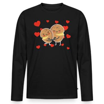 Cute Potato Couple Hugging Potato Fruit Lovers - Männer Premium Bio Langarmshirt - Schwarz - Vorne - Nico (187cm)