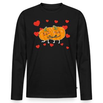 Cute Pumpkin Couple Hugging Pumpkin Fruit Lovers - Männer Premium Bio Langarmshirt - Schwarz - Vorne - Nico (187cm)