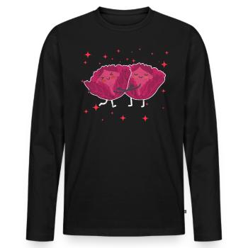 Cute Red Cabbage Couple Hugging Red Cabbage Lovers - Men's Premium Organic Long Sleeve Shirt - black - Front - Nico (187cm)