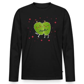 Cute Soursop Couple Hugging Soursop Fruit Lovers - Männer Premium Bio Langarmshirt - Schwarz - Vorne - Nico (187cm)