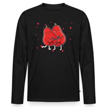 Mignon Rose Pomme Couple Étreindre Rose Pomme Fruit - T-shirt manches longues Premium bio Homme - noir - Devant - Nico (187cm)