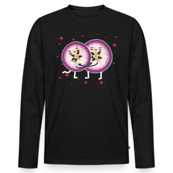 Mignon Couple De Pomme D’étoile Étreindre Les Amoureux De La Pomme D’étoile - T-shirt manches longues Premium bio Homme - noir - Devant - Nico (187cm)