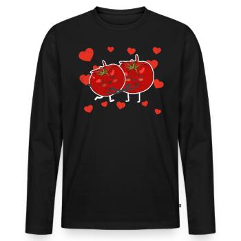 Cute Tomato Couple Hugging Tomato Fruit Lovers - Männer Premium Bio Langarmshirt - Schwarz - Vorne - Nico (187cm)