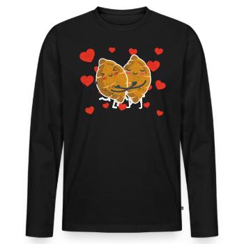 Couple d’igname mignon étreignant les amateurs de légumes d’igname - T-shirt manches longues Premium bio Homme - noir - Devant - Nico (187cm)