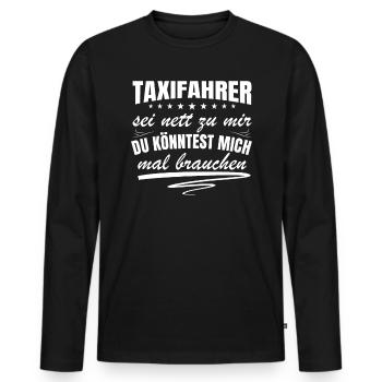 Taxifahrer Gehalt und Verdienstmöglichkeiten - Männer Premium Bio Langarmshirt - Schwarz - Vorne - Nico (187cm)