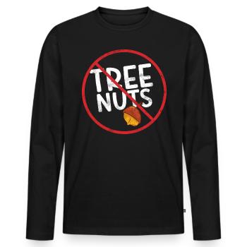 No Tree Nuts Allergy Awareness Warning Allergic - Männer Premium Bio Langarmshirt - Schwarz - Vorne - Nico (187cm)