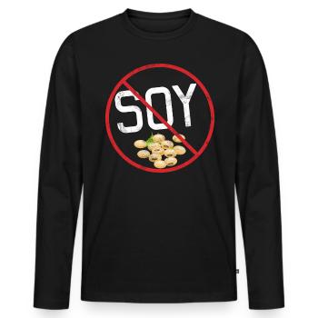 No Soy Allergy Awareness Warning Allergic - Männer Premium Bio Langarmshirt - Schwarz - Vorne - Nico (187cm)