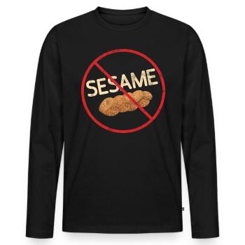 No Sesame Allergy Awareness Warning Allergic - Men's Premium Organic Long Sleeve Shirt - black - Front - Nico (187cm)