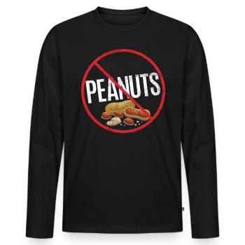 No Peanut Allergy Awareness Warning Allergic - Men's Premium Organic Long Sleeve Shirt - black - Front - Nico (187cm)