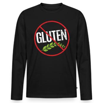 Pas de mise en garde contre les allergies au gluten Allergique - T-shirt manches longues Premium bio Homme - noir - Devant - Nico (187cm)