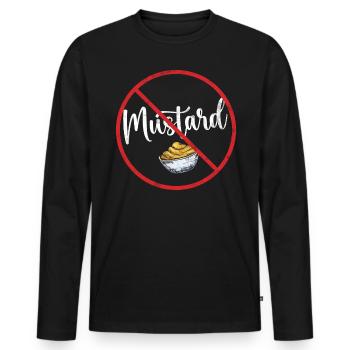 No Mustard Allergy Awareness Warning Allergic - Männer Premium Bio Langarmshirt - Schwarz - Vorne - Nico (187cm)