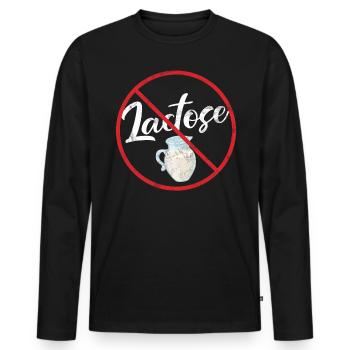 No Lactose Allergy Awareness Warning Allergic - Männer Premium Bio Langarmshirt - Schwarz - Vorne - Nico (187cm)