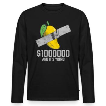 Ruban adhésif mangue Fruit amant citation drôle - T-shirt manches longues Premium bio Homme - noir - Devant - Nico (187cm)