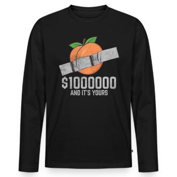 Duct Tape Peach Fruit Lover Funny Quote - Men's Premium Organic Long Sleeve Shirt - black - Front - Nico (187cm)