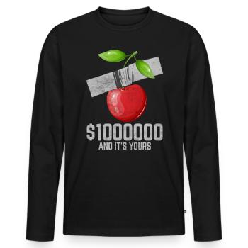 Ruban adhésif cerise amateur de fruits citation drôle - T-shirt manches longues Premium bio Homme - noir - Devant - Nico (187cm)
