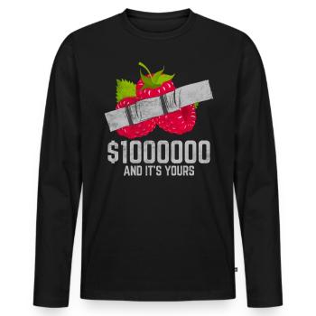 Duct Tape Raspberry Fruit Lover Funny Quote - Männer Premium Bio Langarmshirt - Schwarz - Vorne - Nico (187cm)