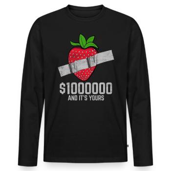 Ruban adhésif fraise amateur de fruits citation drôle - T-shirt manches longues Premium bio Homme - noir - Devant - Nico (187cm)
