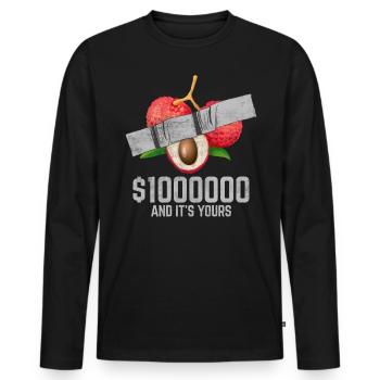 Klebeband Litschi Fruchtliebhaber Lustiges Zitat - Männer Premium Bio Langarmshirt - Schwarz - Vorne - Nico (187cm)