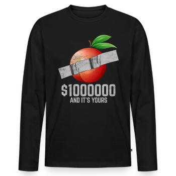 Duct Tape Nectarine Fruit Lover Funny Quote - Men's Premium Organic Long Sleeve Shirt - black - Front - Nico (187cm)