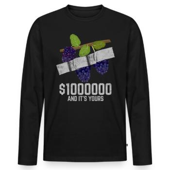 Duct Tape Mulberry Fruit Lover Funny Quote - Men's Premium Organic Long Sleeve Shirt - black - Front - Nico (187cm)