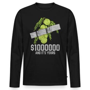 Ruban adhésif groseille à maquereau Fruit amant citation drôle - T-shirt manches longues Premium bio Homme - noir - Devant - Nico (187cm)