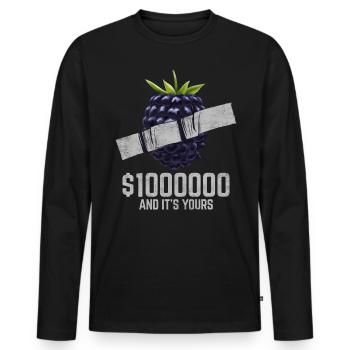 Ruban adhésif sureau Fruit amant citation drôle - T-shirt manches longues Premium bio Homme - noir - Devant - Nico (187cm)