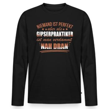 Lustige Gipserpraktiker Beruf Arbeit Verputzen - Men's Premium Organic Long Sleeve Shirt - black - Front - Nico (187cm)