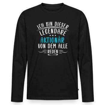 Lustige Aktionär Sprüche Börse Investor Finanzen - T-shirt manches longues Premium bio Homme - noir - Devant - Nico (187cm)