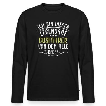 Lustige Busfahrer Sprüche Verkehr Bus Passagiere - Männer Premium Bio Langarmshirt - Schwarz - Vorne - Nico (187cm)