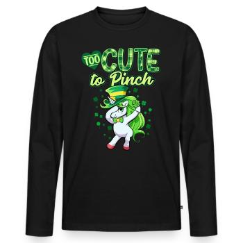 St. Patrick's Day Einhorn - Männer Premium Bio Langarmshirt - Schwarz - Vorne - Nico (187cm)