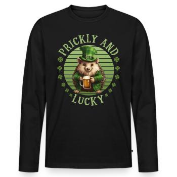 Hérisson de la Saint-Patrick - T-shirt manches longues Premium bio Homme - noir - Devant - Nico (187cm)